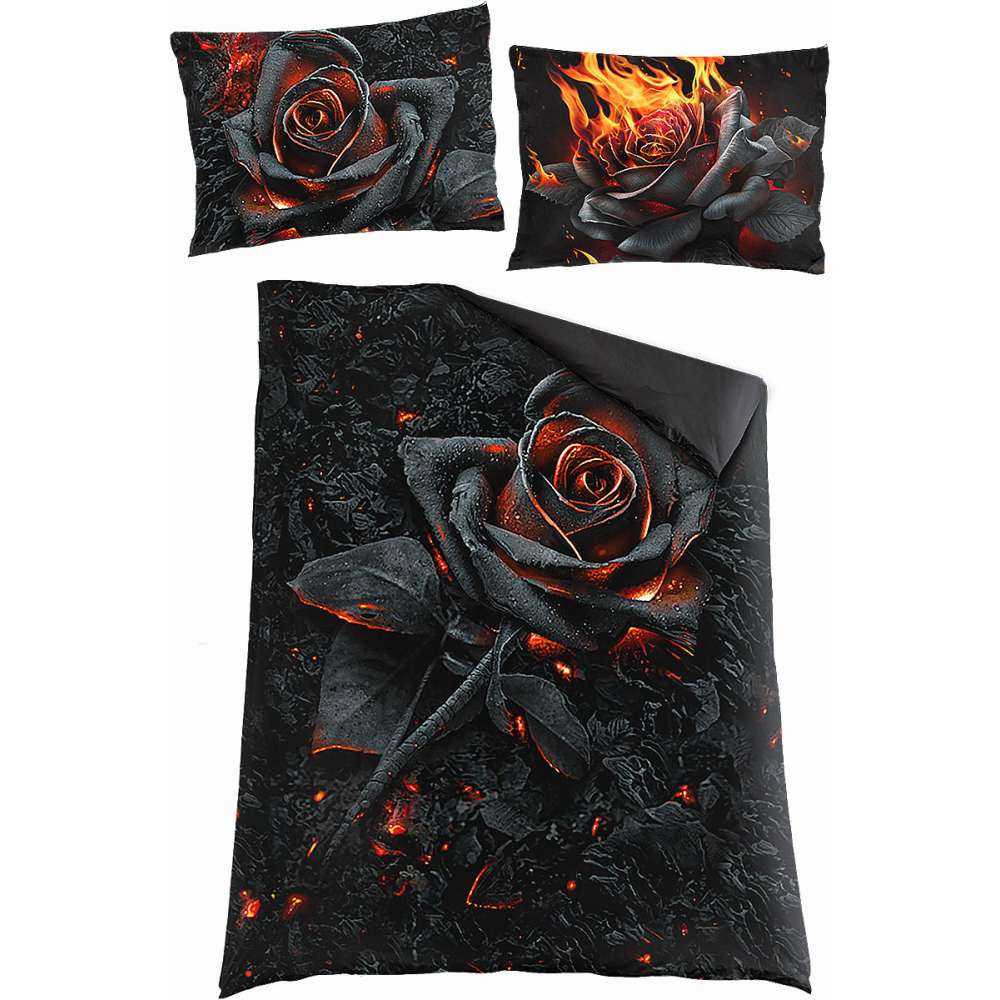 Spiral - BURNT ROSE Dekbedovertrekset - Eenpersoons - Zwart